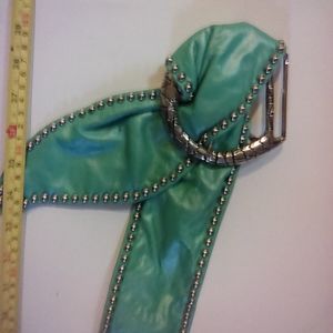 Vintage ( I think it's a ST. MAARTEN. no name on it) Soft Leather Green STUDDED